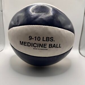 NEW! Rhino Champion Sports MB9 Medicine Ball 9-10 lbs Navy Blue White Leather